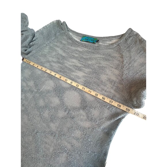 Hands to Hearts Sheer Knit Top Sweater Burnout Distressed Long Sleeve Gray L XL - Picture 7 of 15